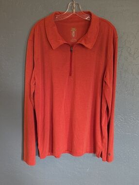 Stio Men’s Quarter Zip Polo Sweater in Burnt Orange